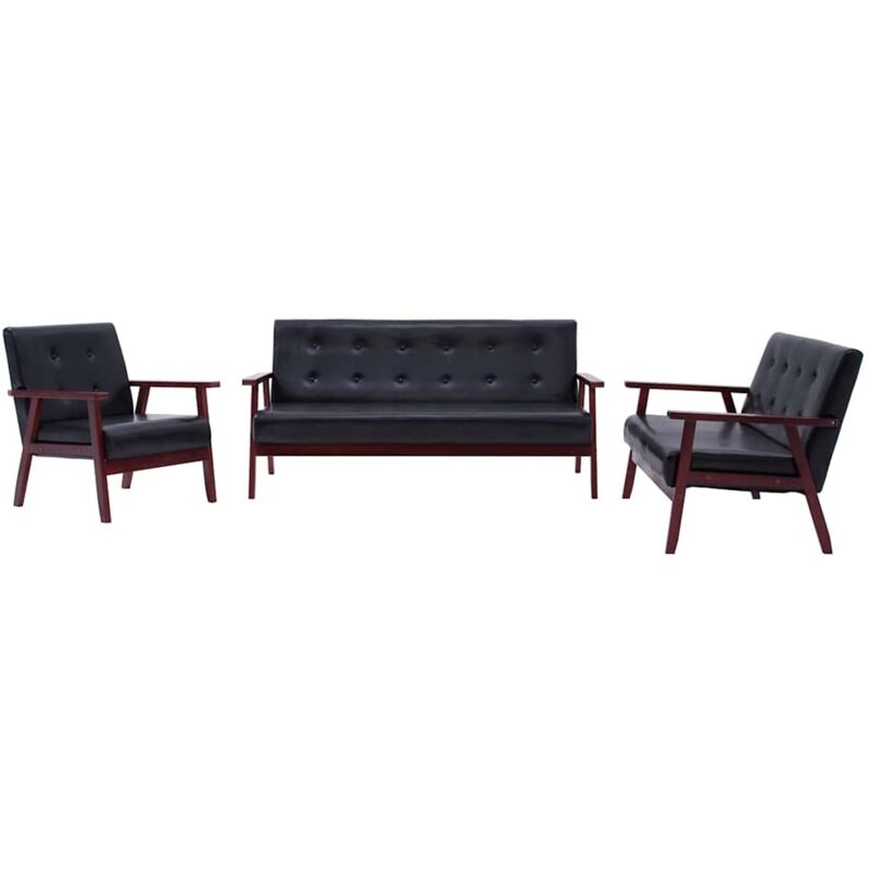 

Sofá de Cuero Sintético Negro 1 Pieza 2 Piezas 3 Piezas - Negro - Vidaxl