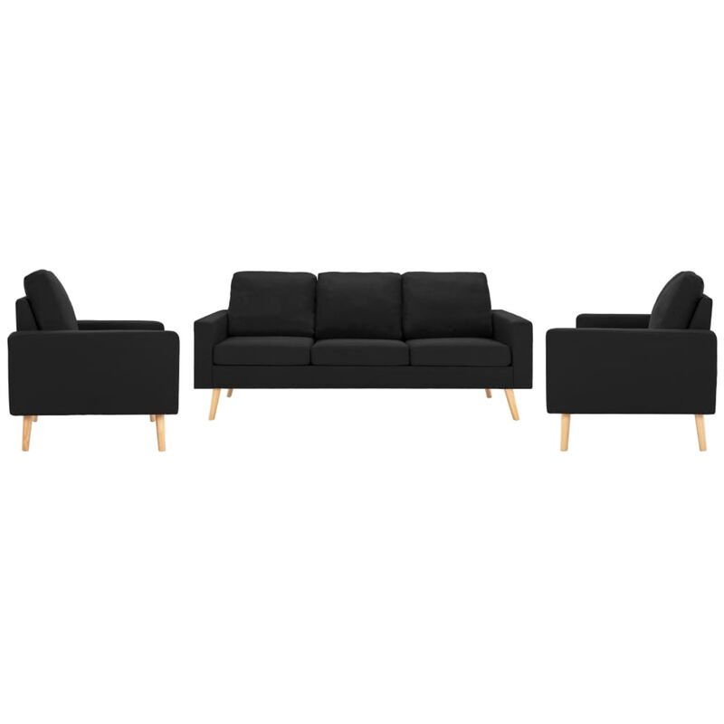 

Juego de sofas 3 piezas de tela negro