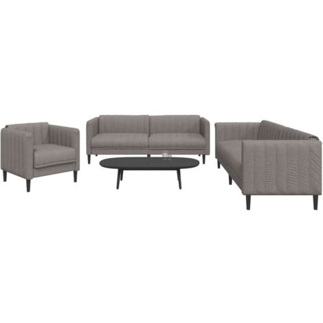 Juego de sofás 3 piezas tela gris taupe