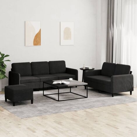 Juego de sofás 3 piezas terciopelo negro vidaXL