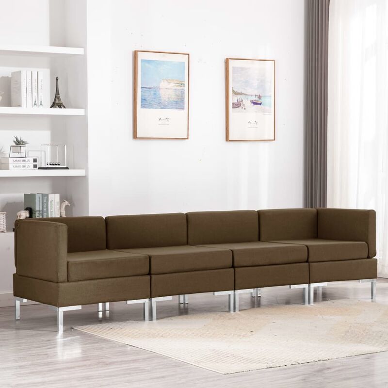 

Juego de sofas 4 piezas tela marron