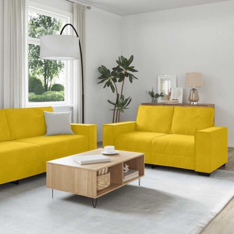 Juego de sofás con cojines 2 piezas terciopelo amarillo