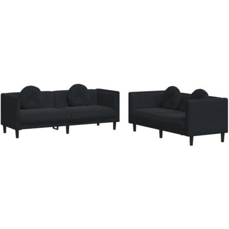 Juego de sofás con cojines 2 piezas terciopelo negro vidaXL