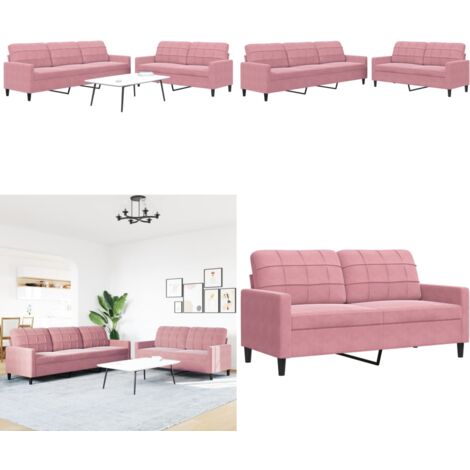 Juego de sofás con cojines 2 piezas terciopelo rosa - Sofá de 2 plazas - Sofá de 3 plazas