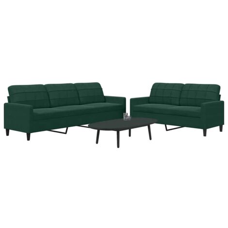 Juego de sofás con cojines 2 piezas terciopelo verde oscuro