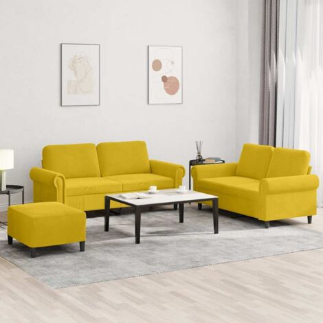 Juego de sofás con cojines 3 piezas terciopelo amarillo