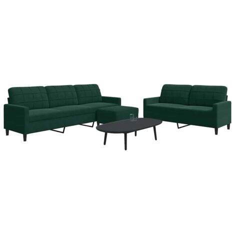 Juego de sofás con cojines 3 piezas terciopelo verde oscuro