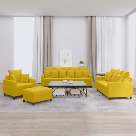 Juego de sofás con cojines 4 piezas terciopelo amarillo