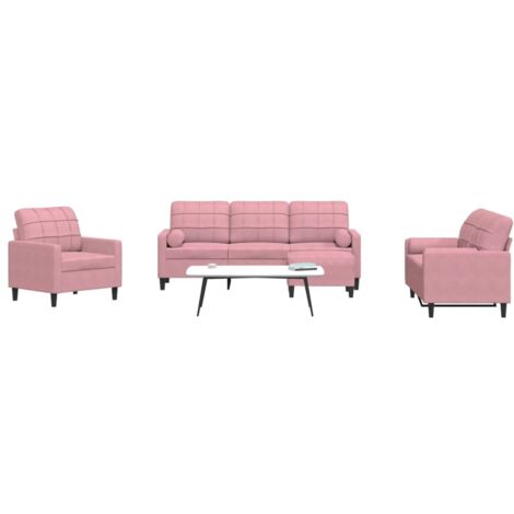 Juego de sofás con cojines 4 piezas terciopelo rosa