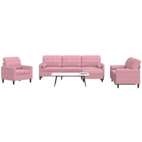 Juego de sofás con cojines 4 piezas terciopelo rosa