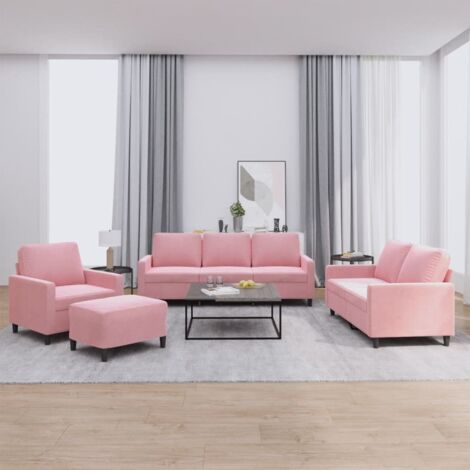 Juego de sofás con cojines 4 piezas terciopelo rosa vidaXL