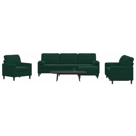 Juego de sofás con cojines 4 piezas terciopelo verde oscuro