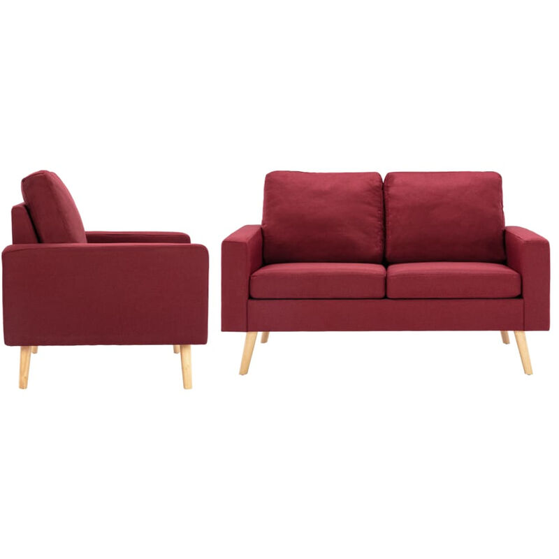 

Juego de sofas de 2 piezas tela rojo vino tinto