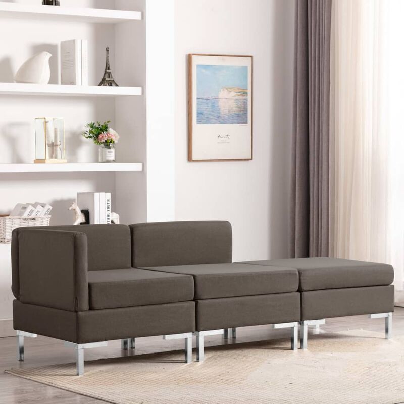 

Juego de sofás de 3 piezas de tela gris taupe