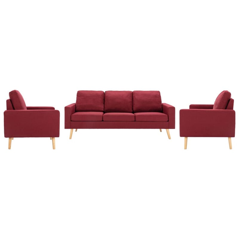 

Happyshopping - Juego de sofas de 3 piezas tela rojo vino tinto