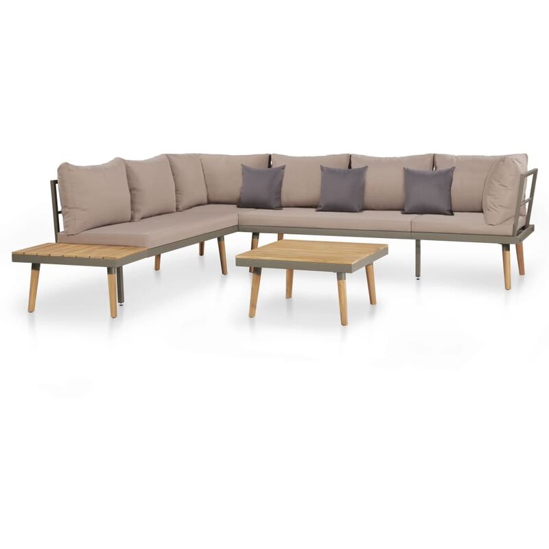 

Rogal Home&Deco Juego muebles de jardín 4 piezas y cojines madera maciza acacia