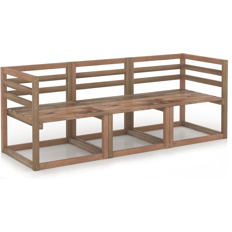 

Juego de sofás de jardín 3 piezas madera pino impregnada marrón