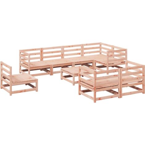 Juego de sofás de jardín 9 pzas madera maciza de abeto Douglas vidaXL