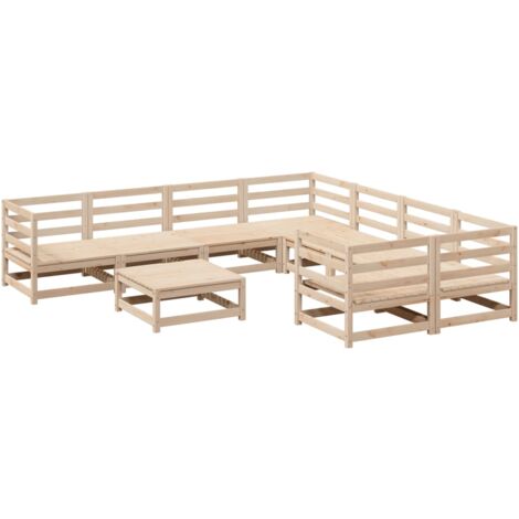 Juego de sofás de jardín 9 pzas madera maciza de pino vidaXL