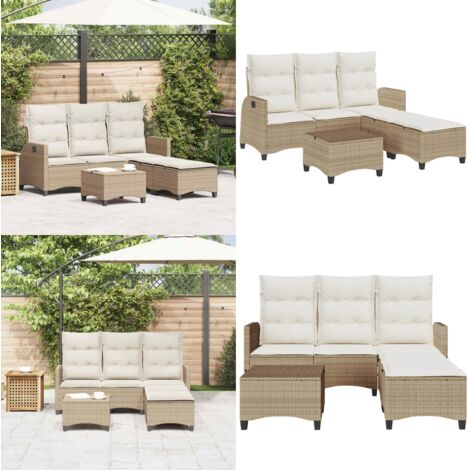Juego de sofás de jardín en forma de L con cojines 3 pzas beige - Cojines para sofá - Muebles de jardín