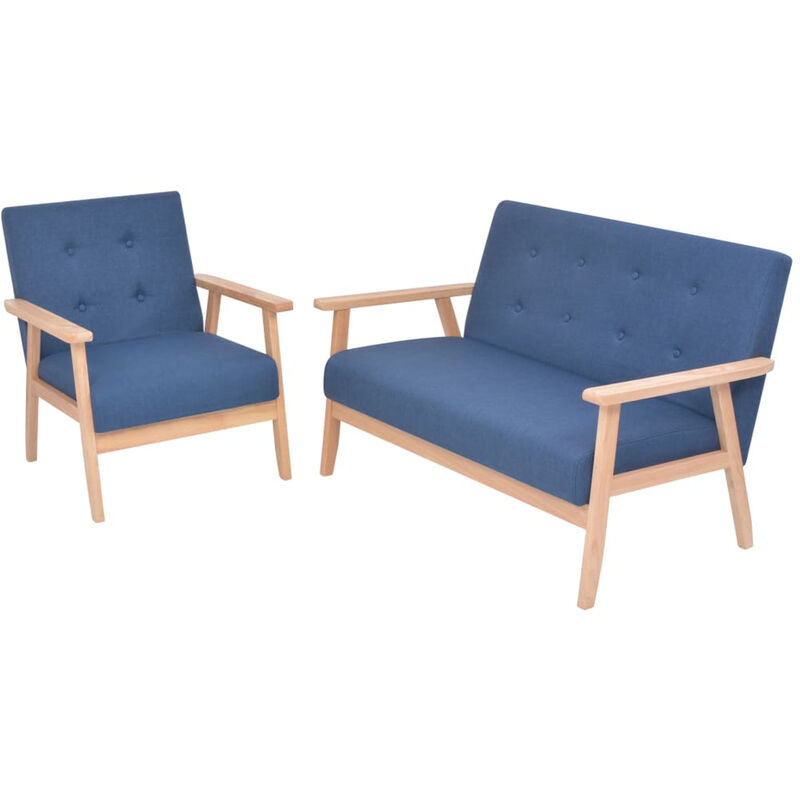 

Juego de sofas de tela de 2 piezas color azul
