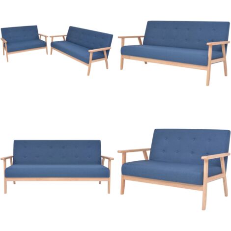 Juego de sofás de tela de 2 piezas color azul - Sofás de 2 plazas - Sofás de 3 plazas