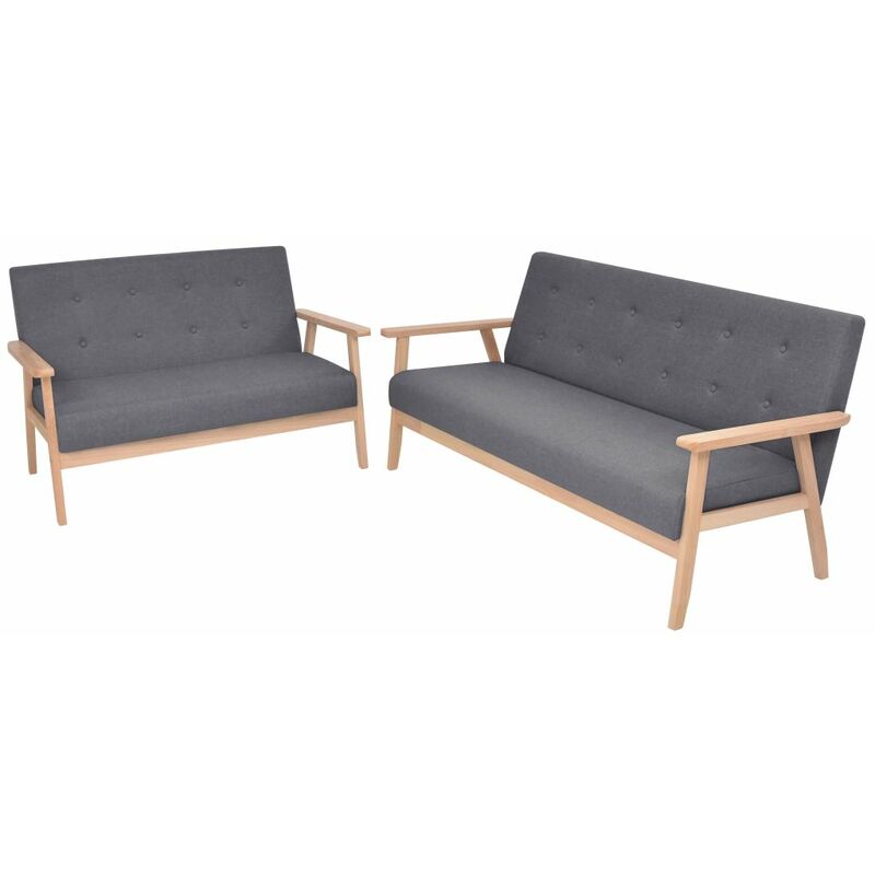 

Juego de sofas de tela de 2 piezas color gris oscuro