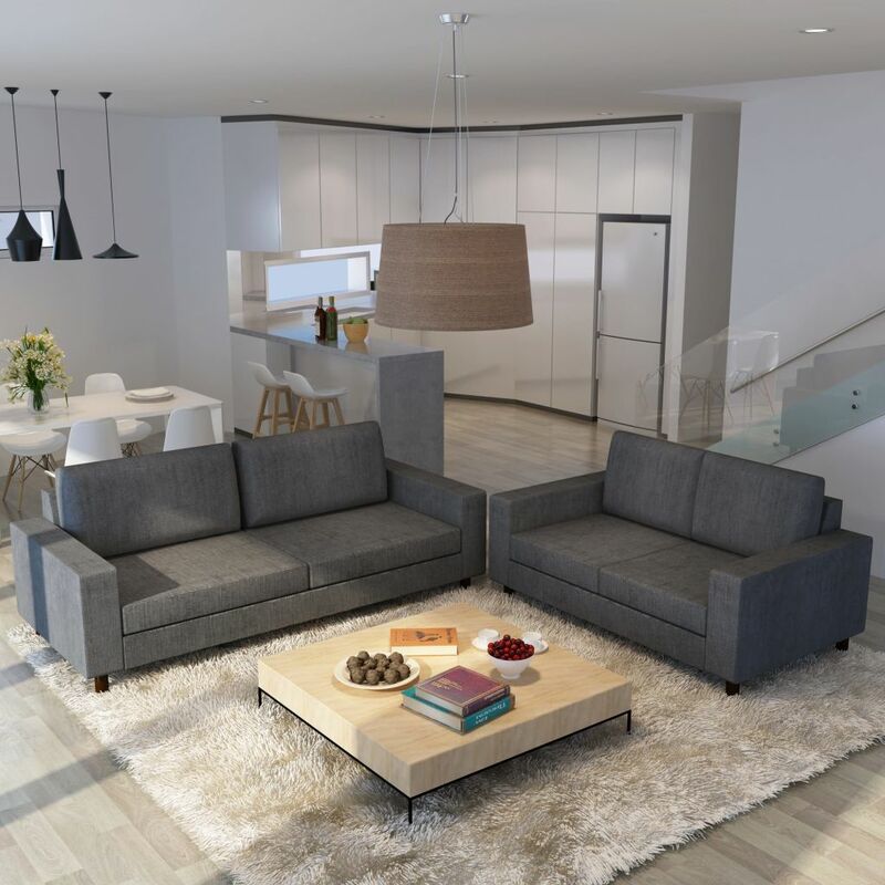 

Juego de sofas para 5 personas 2 unidades tela gris oscuro