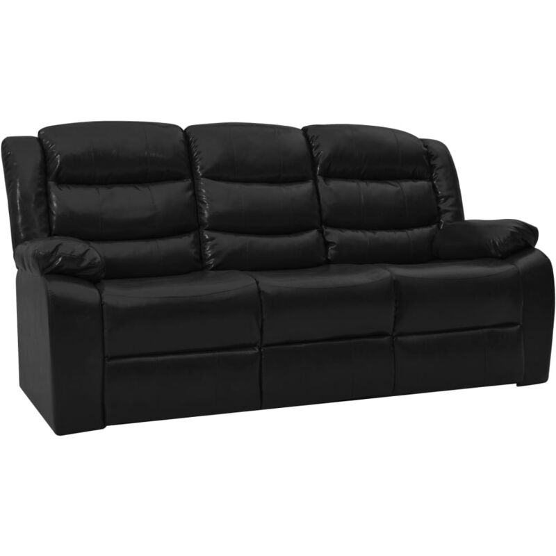 

Sofá Reclinable Cuero Sintético de 3 Plazas Negro - Negro - Vidaxl
