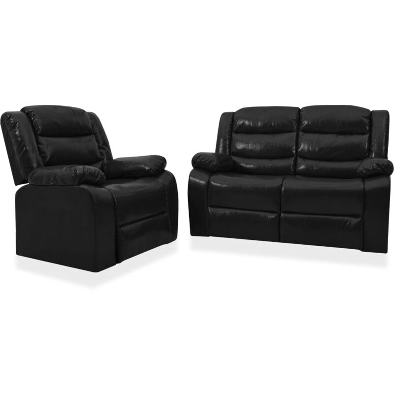 

Sofá Reclinable Cuero Sintético 2 Piezas Negro - Negro - Vidaxl