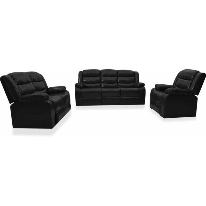 

Sofá Reclinable Cuero Sintético 3 Piezas Negro - Negro - Vidaxl