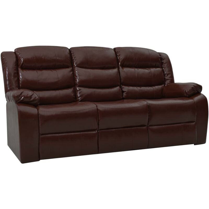 

Sofá Reclinable Cuero Sintético de 3 Plazas Marrón - Marrón - Vidaxl