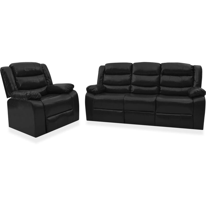 

Sofá Reclinable Cuero Sintético 2 Piezas Negro - Negro - Vidaxl