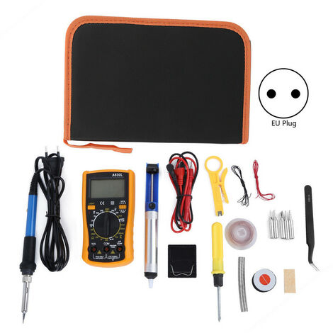 Juego de soldador eléctrico, multímetro, accesorios de máquina de reparación duraderos y seguros, 60W, enchufe europeo de 110V-220V