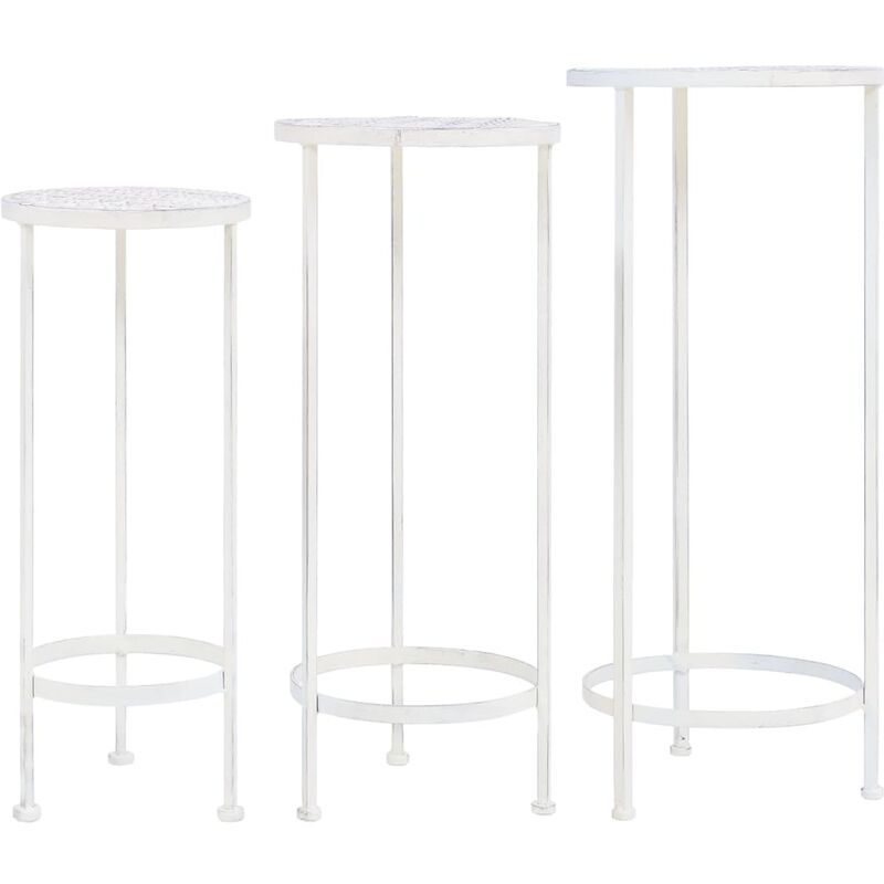 

Juego de soportes de planta 3 pzas estilo vintage metal blanco - Blanco
