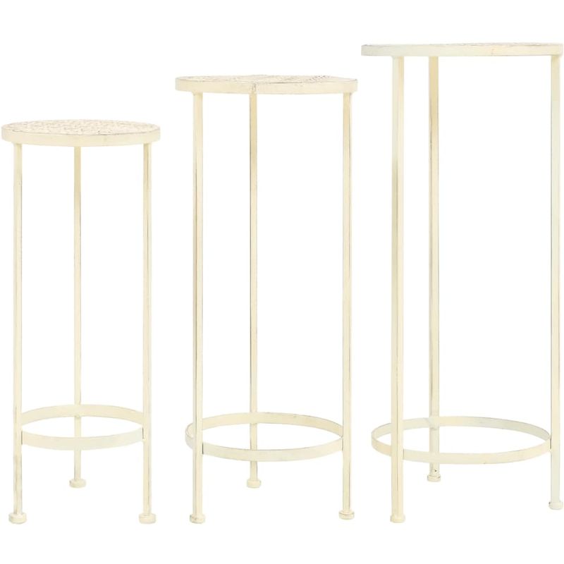 

Juego de soportes de planta 3 pzas estilo vintage metal blanco