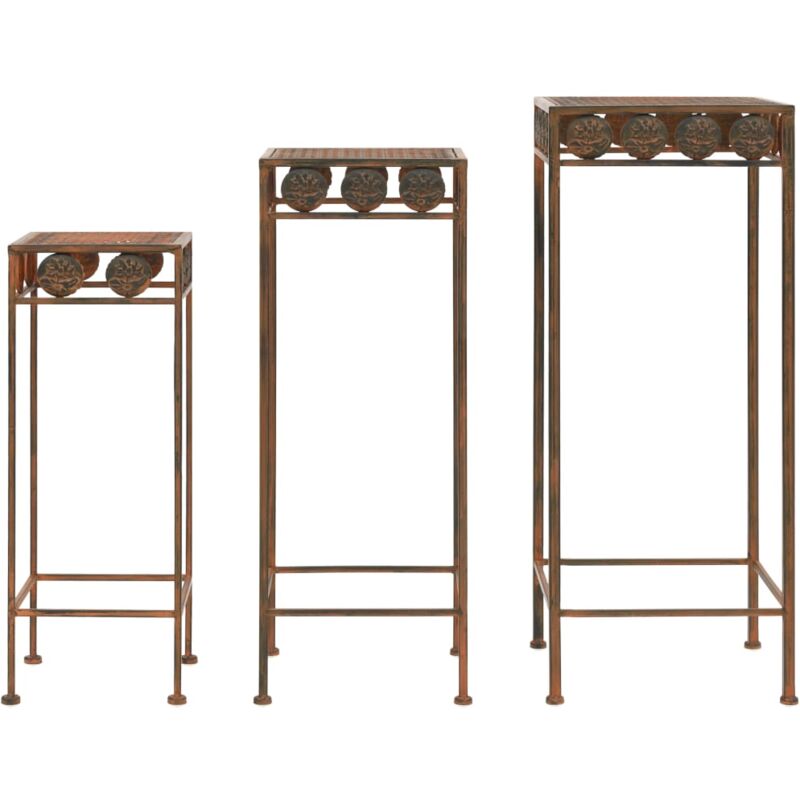 

vidaXL Juego de soportes de planta 3 pzas estilo vintage metal oxidado - Naranja