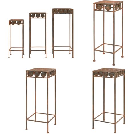 Juego de soportes de planta 3 pzas estilo vintage metal oxidado - Soportes vintage - Soportes de metal