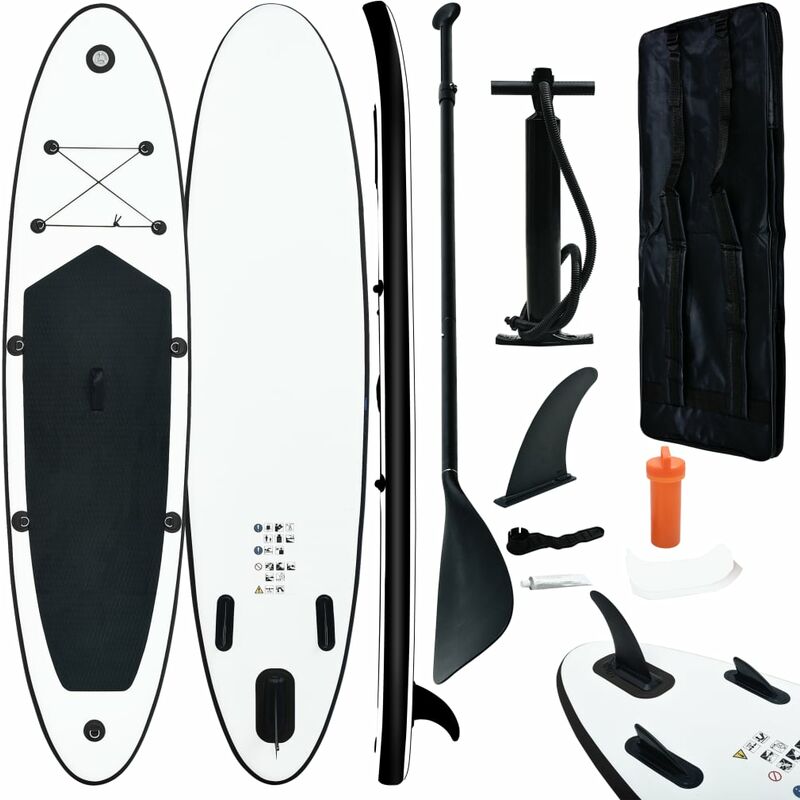 

Juego de tabla de paddle surf hinchable blanco y negro - Negro