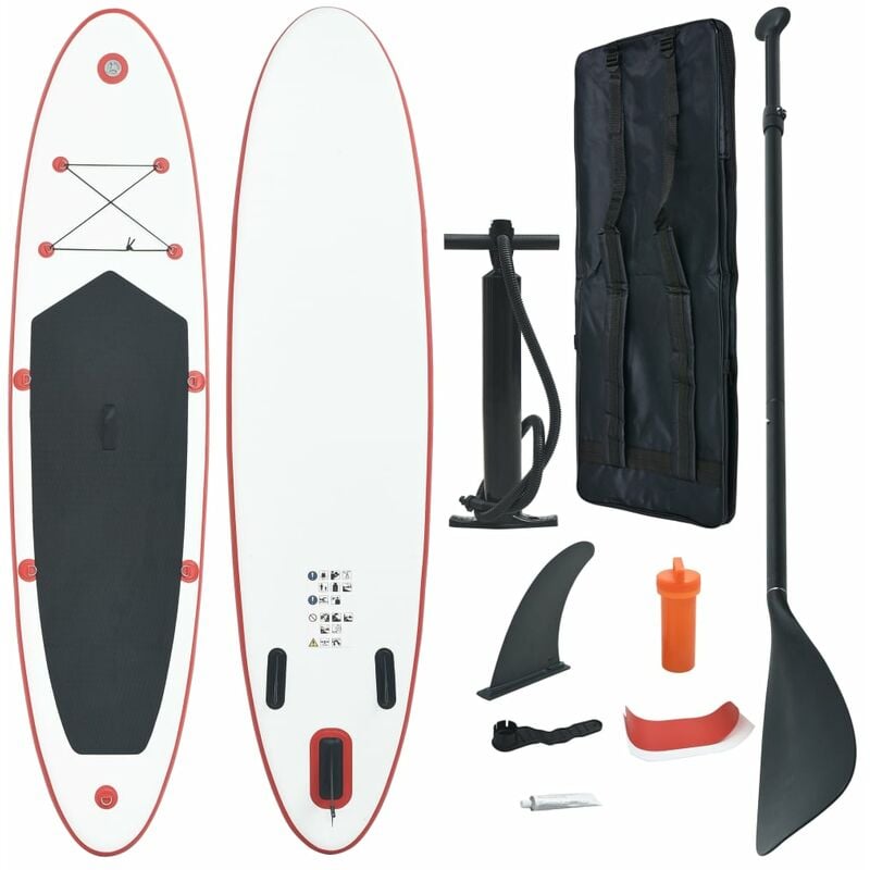 

vidaXL Juego de tabla de paddle surf hinchable rojo y blanco - Rojo