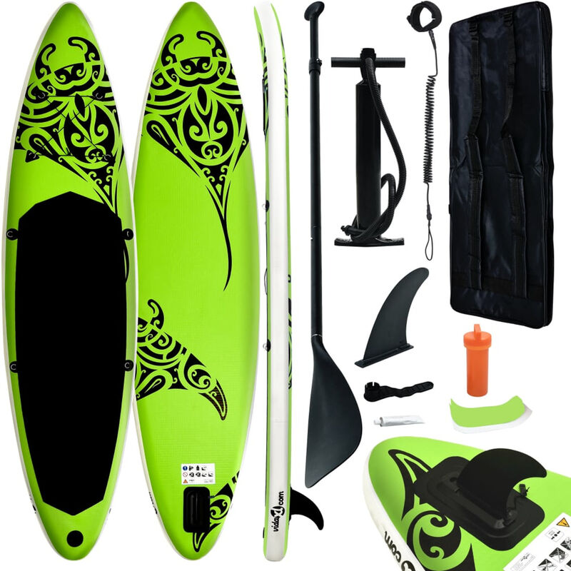 

Juego de tabla de paddle surf hinchable verde 320x76x15 cm