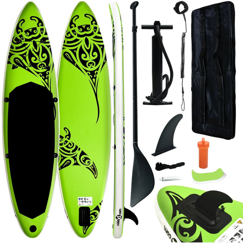 

Juego de tabla de paddle surf hinchable verde 366x76x15 cm