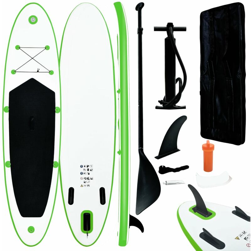 

vidaXL Juego de tabla de paddle surf hinchable verde y negro - Verde