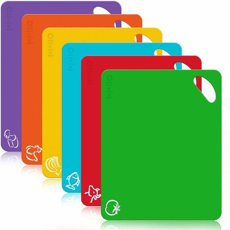 Juego De Tablas De Cortar Con Código De Colores MINKUROW, Tablas De Cocina De Plástico Antibacteriano Sin Bpa, Aptas Para Lavavajillas, Tablas De Desayuno, Tablas De Cortar, 31x38cm