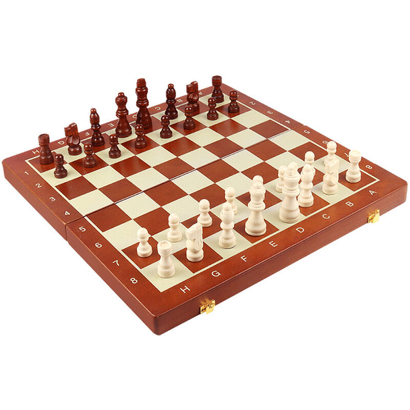

Juego de tablero de ajedrez de madera magnetica portatil 15.6x15.6 pulgadas Tablero de ajedrez plegable internacional con piezas de ajedrez hechas a