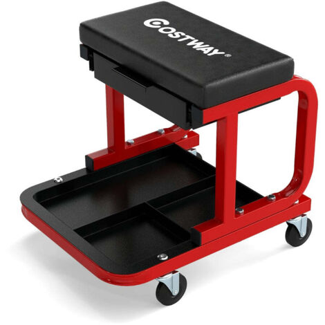 Juego de taburetes mecánicos con ruedas 44 x 37 x 40,5 cm capacidad 185 kg diseño ergonómico en metal negro 200017954