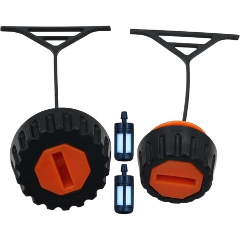 Juego de tapa de combustible y tapa de aceite para motosierras STIHL - Compatible con los modelos 020/021/023/024/025/026/028/034/036/038/048 - Incluye 2 filtros de combustible (paquete de 2, repuesto