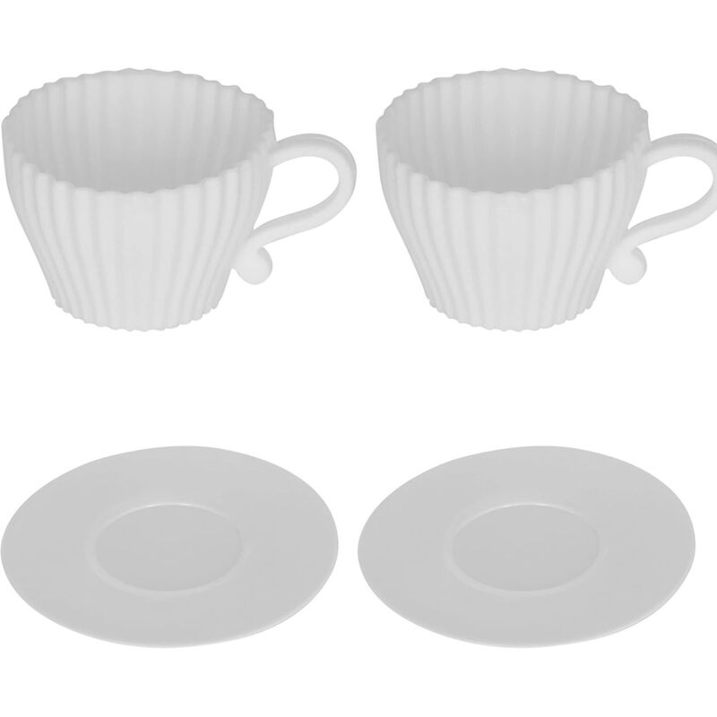 

Juego de tazas de té para magdalenas para hornear, horno de silicona seguro, con platillos (8 * blanco)