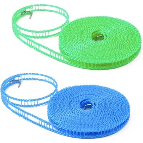 Juego de tendedero KZQ de 2 piezas, tendedero resistente al viento, tendedero para acampar, tendedero portátil para viajes, cuerda para la colada para acampar en interiores y exteriores, hogar, hotel,