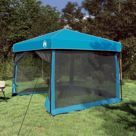 Juego de Tienda de Camping con techo 2 pcs Azul Tafetán y Tela